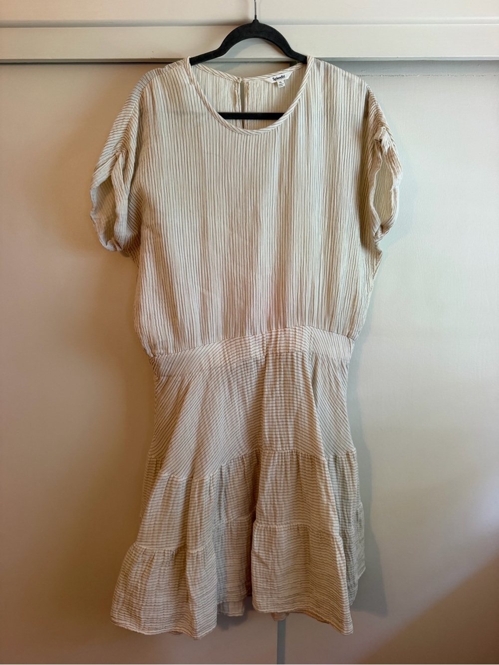 Splendid Cream Textured Tiered Short Dress